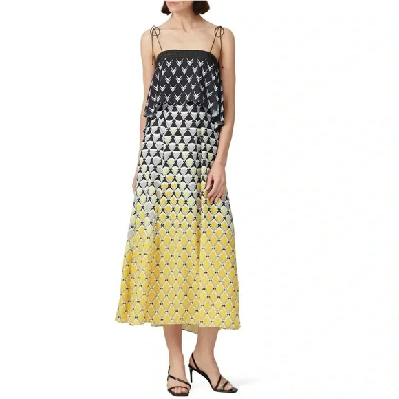 CAARA Frenta Ombré’ Geo Popover Midi Dress Size Large - Picture 1 of 10